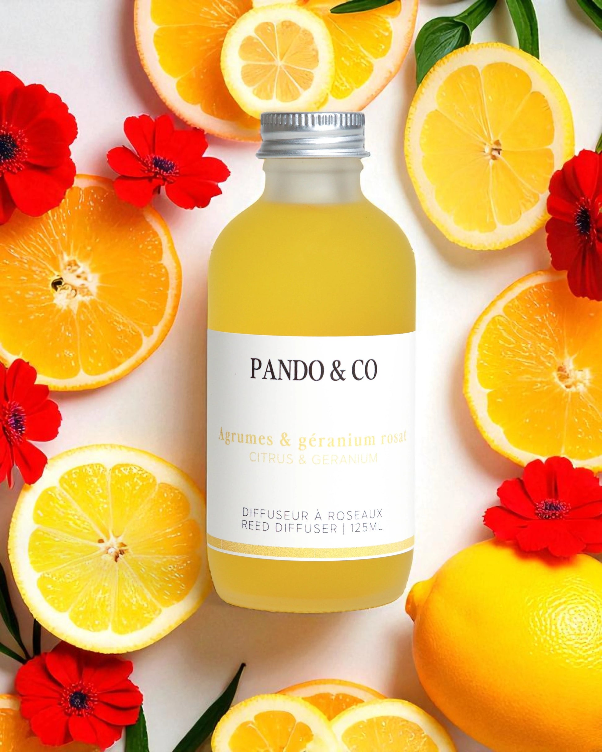 DIFFUSEUR À ROSEAUX | AGRUMES & GÉRANIUM ROSAT - PANDO & CO