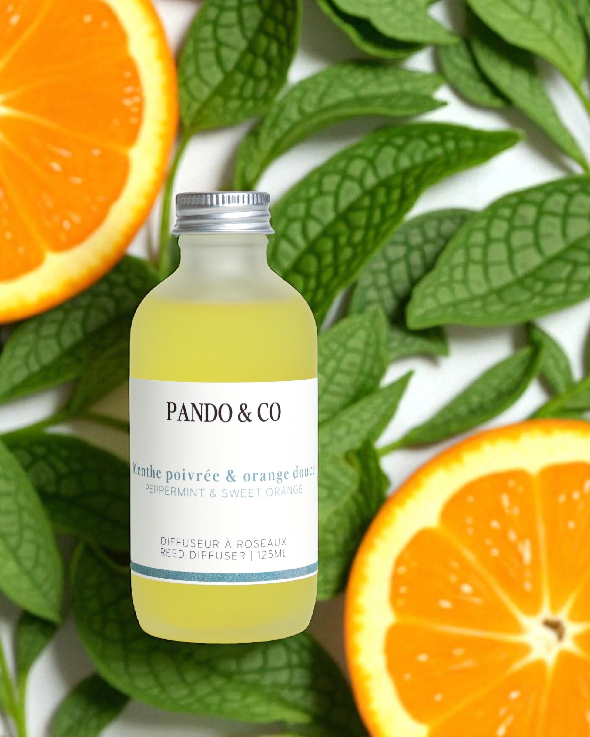 DIFFUSEUR A ROSEAUX - MENTHE POIVREE & ORANGE DOUCE | PANDO & CO