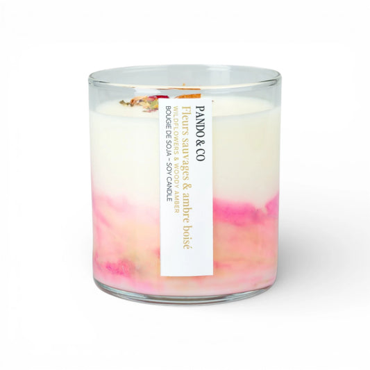 Bougie artiste - Fleurs sauvages et ambre boisé